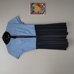 Vintage 90s Dress by Valfre Los Angeles | Denim and Black Velvet|  Size S